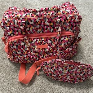 Vera Bradley Duffle Bag Pixie Confetti with matching makeup bag!